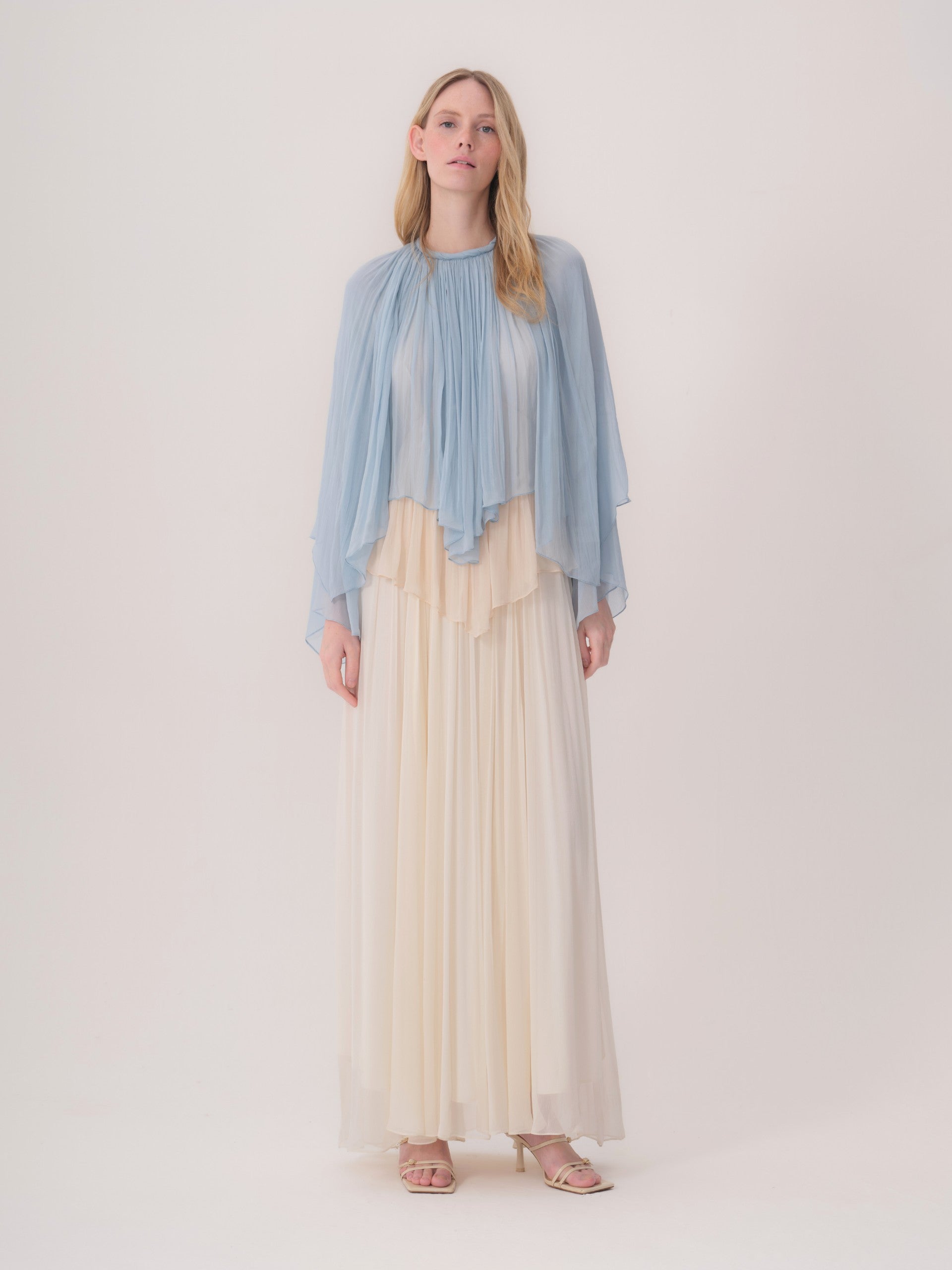 color block chiffon dress Melon Colorblock Chiffon Sleeveless Maxi Dress