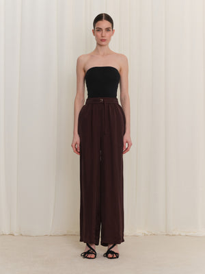 Bel Lastikli Bordo Pantolon