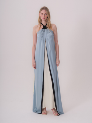 Halter Neck Sleeveless Silk Dress