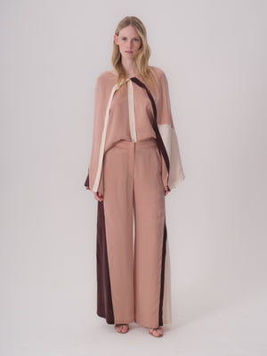 Three-Color Straight-Leg Trousers