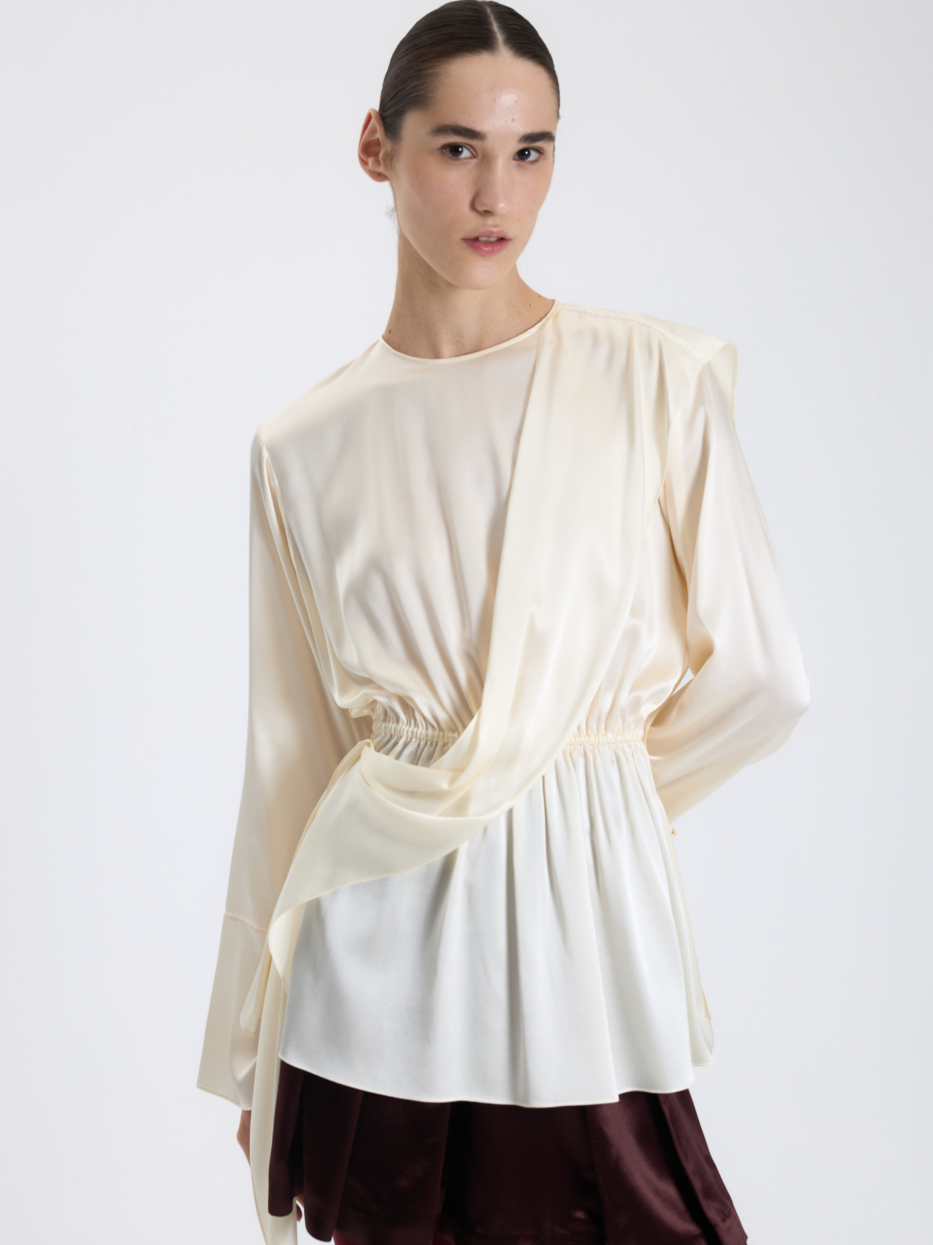 Asymmetric Draped Blouse 