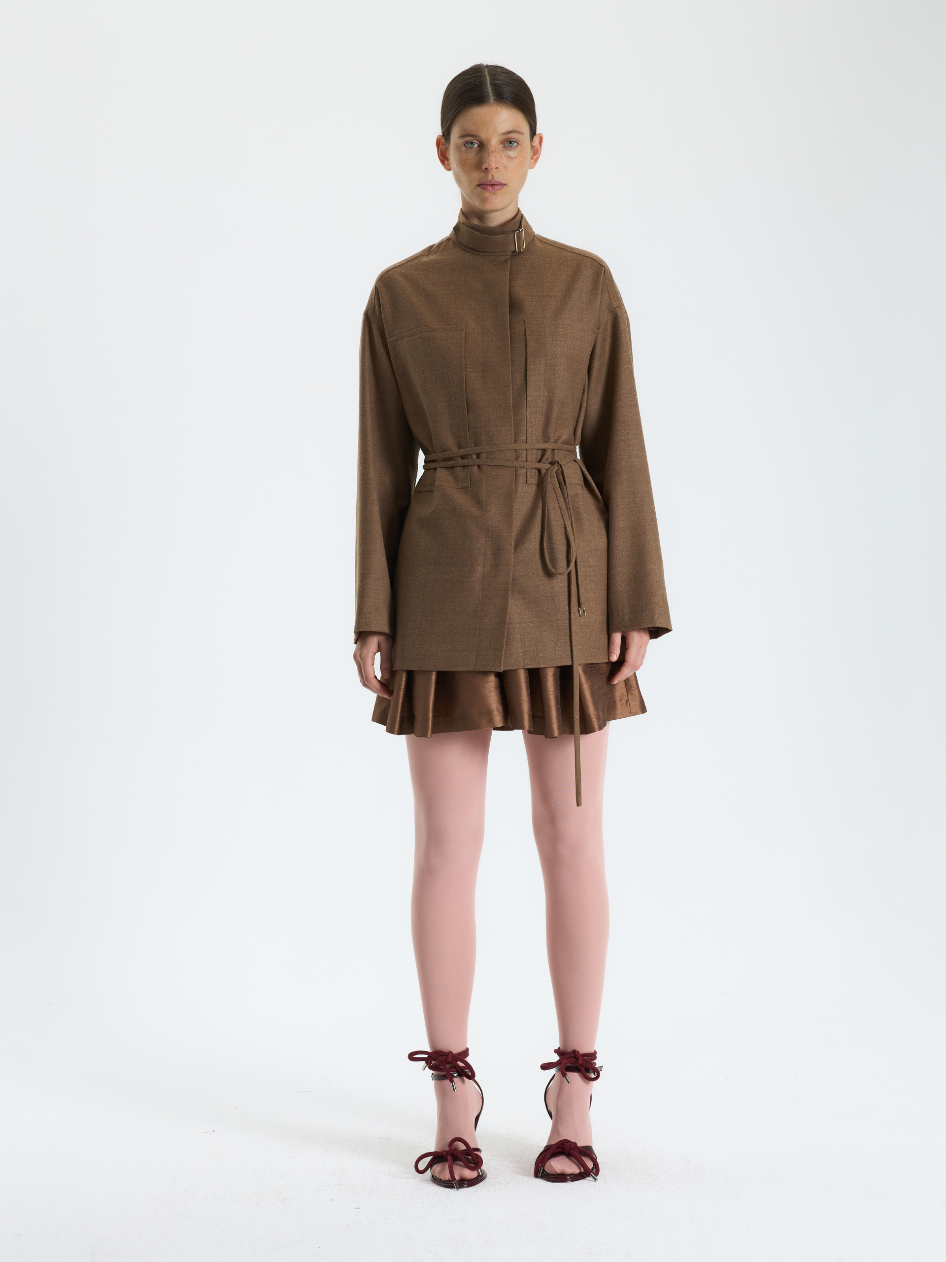 Tan Buckle Detail Overshirt Jacket