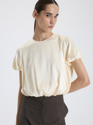Satin Short Sleeve Blouse 