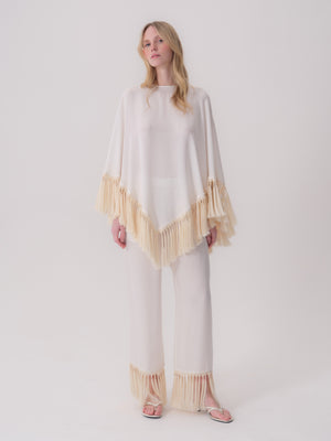 Cape Blouse with Tassel Detail