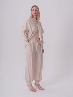 Striped Trousers with Cuff Band Detail