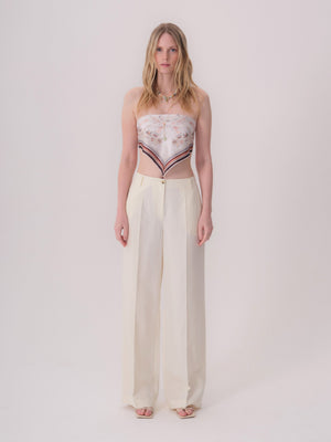 Button-Front Straight Leg Trousers