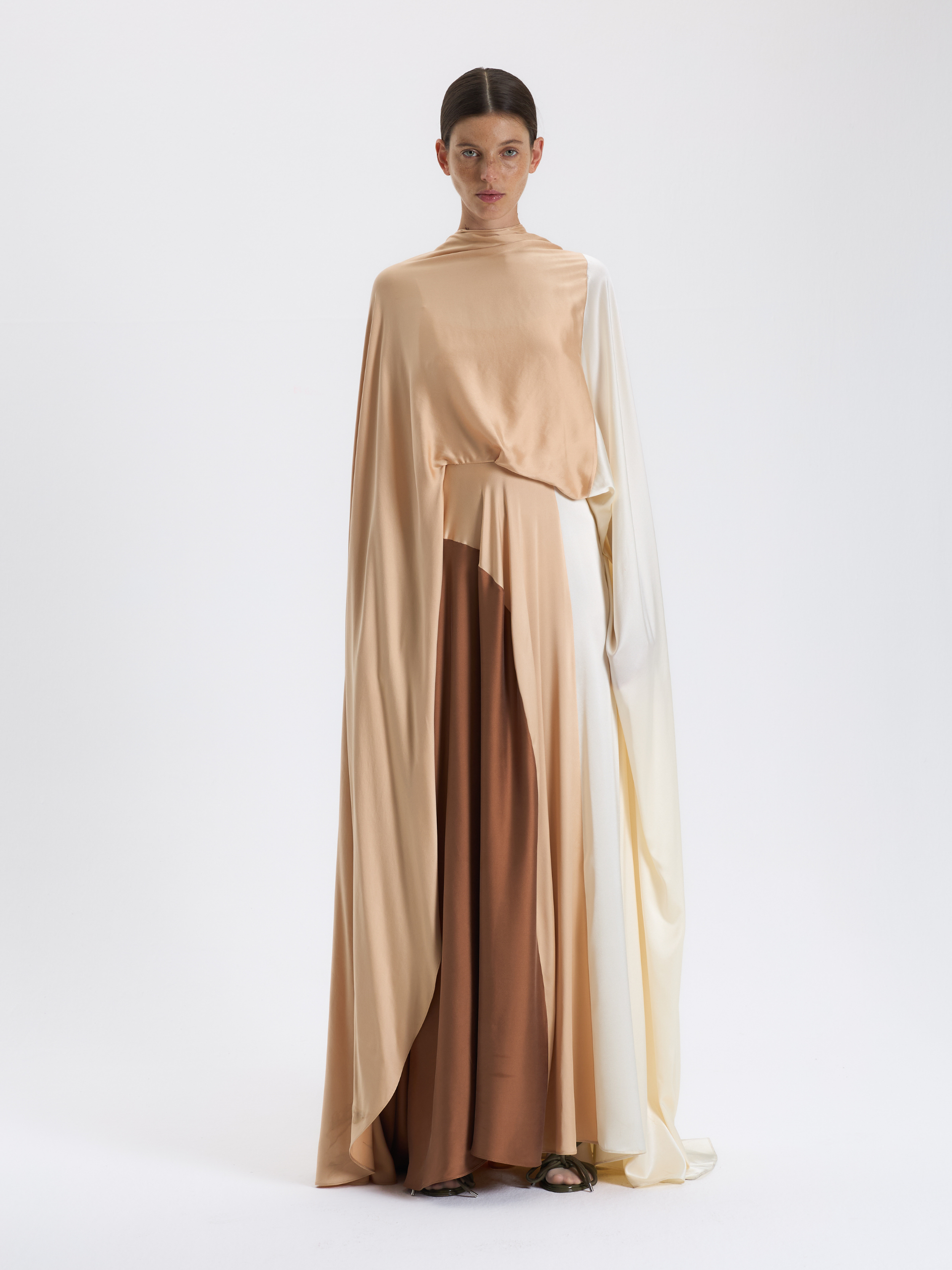 Tricolor Cape Dress