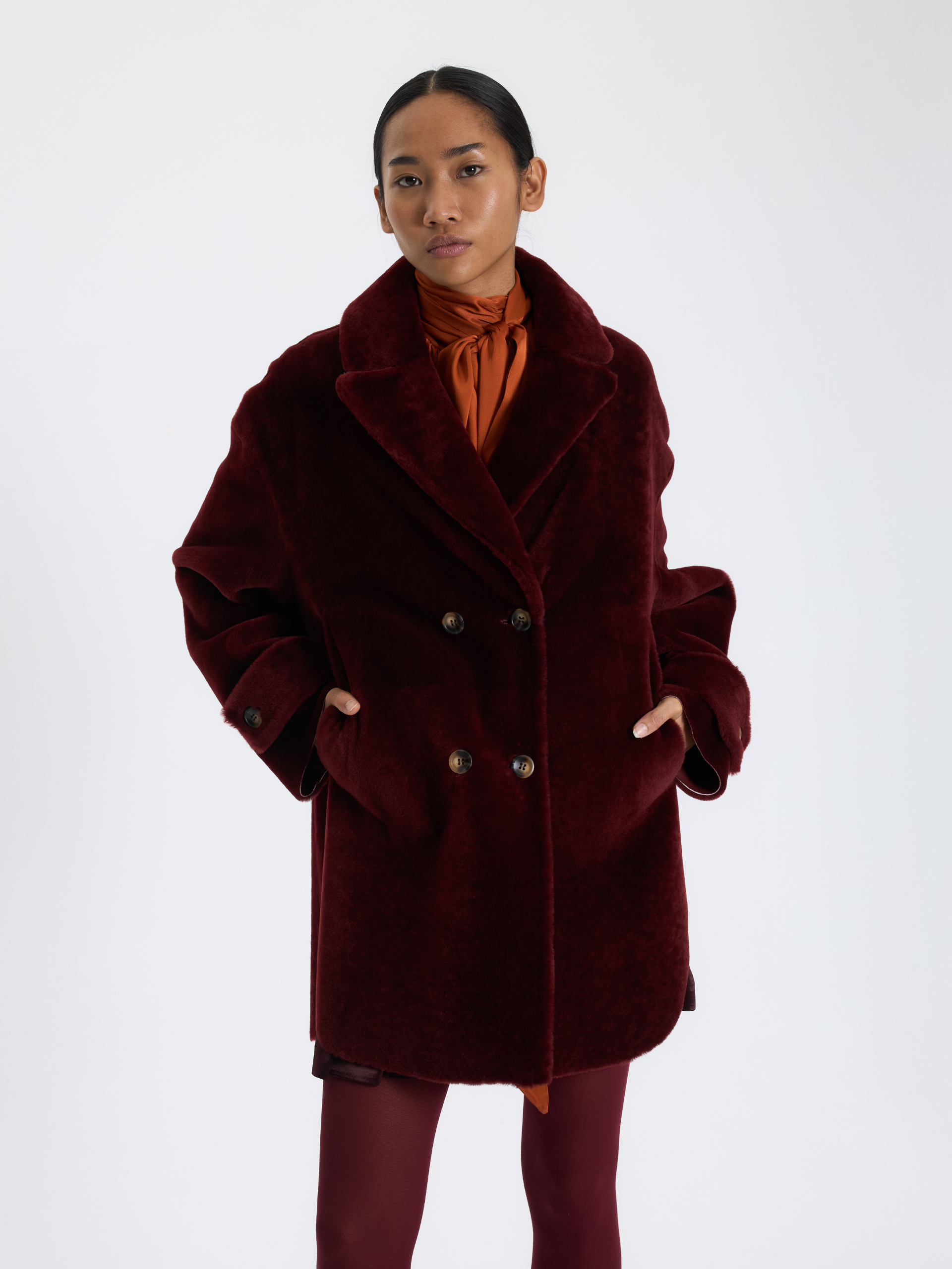 Bordo Deri Midi Kaban