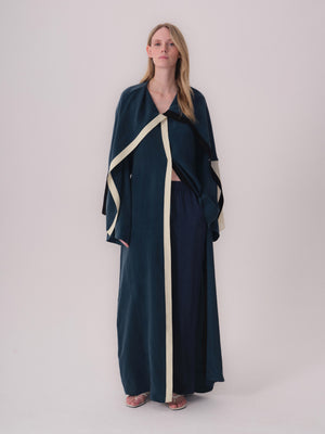 Oversize Abaya with Contrast Trim Detail