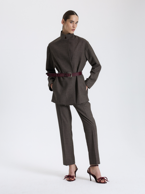 Kuşaklı Kahverengi Blazer
