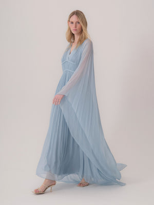 Drape Detaylı Akışkan Şifon Elbise