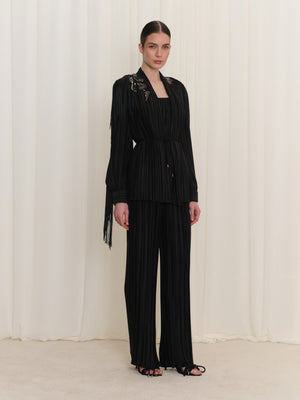Pleated and Embroidered Jacket