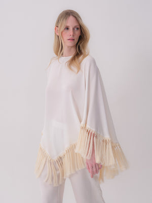 Cape Blouse with Tassel Detail