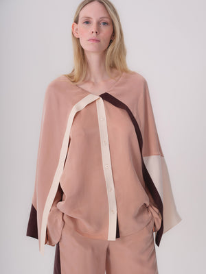 Three-Color Asymmetric Cut Blouse