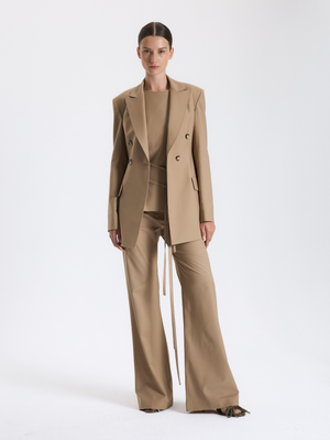 Caramel Toned Double-Breasted Blazer Jacket