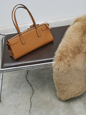 Tan-Colored Solid Leather Bag