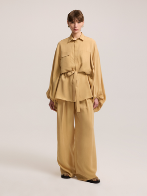 Drop Shoulder Cupro Blouse 