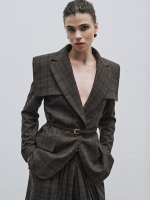 Layered Plaid Jacket with Shoulder Detail