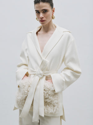 Jacket with Belt and Pocket Detail
