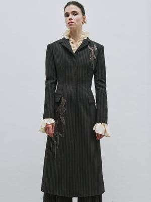 Pinstripe Longline Jacket