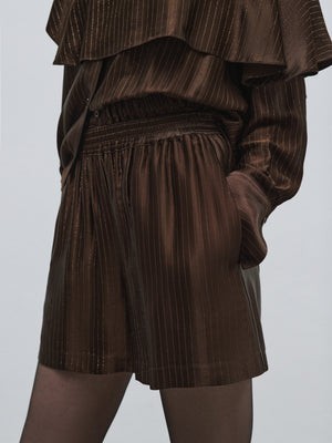 Bronze Striped Brown Shorts