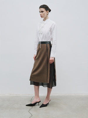 Skirt with Leather Belt Detail