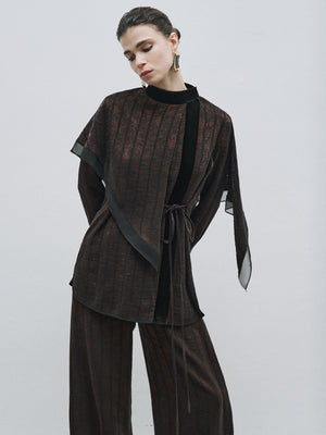 Line Detailed Jacquard Blouse