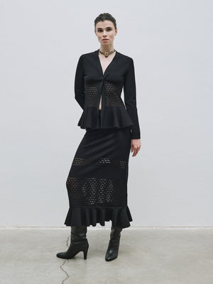 Frilled Buttoned Knit Blouse