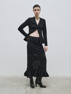 Ruffle Detail Knit Skirt