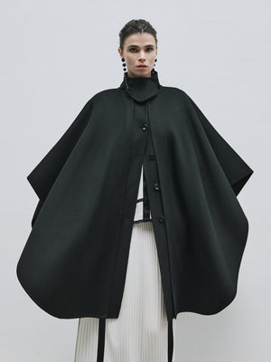 Raglan Sleeve Stand Collar Melton Coat