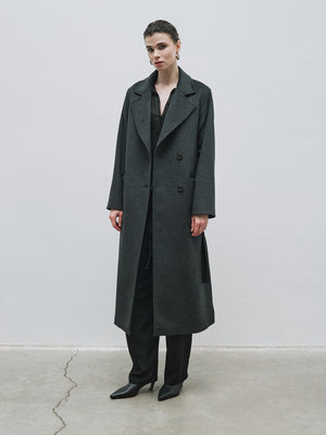Long Felt Coat with Large Pockets