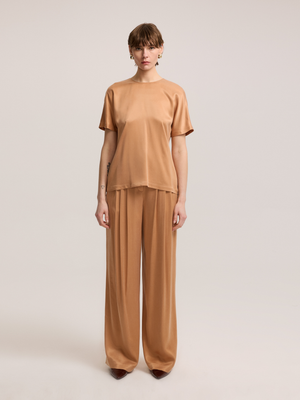 Collarless Short Sleeve Blouse 