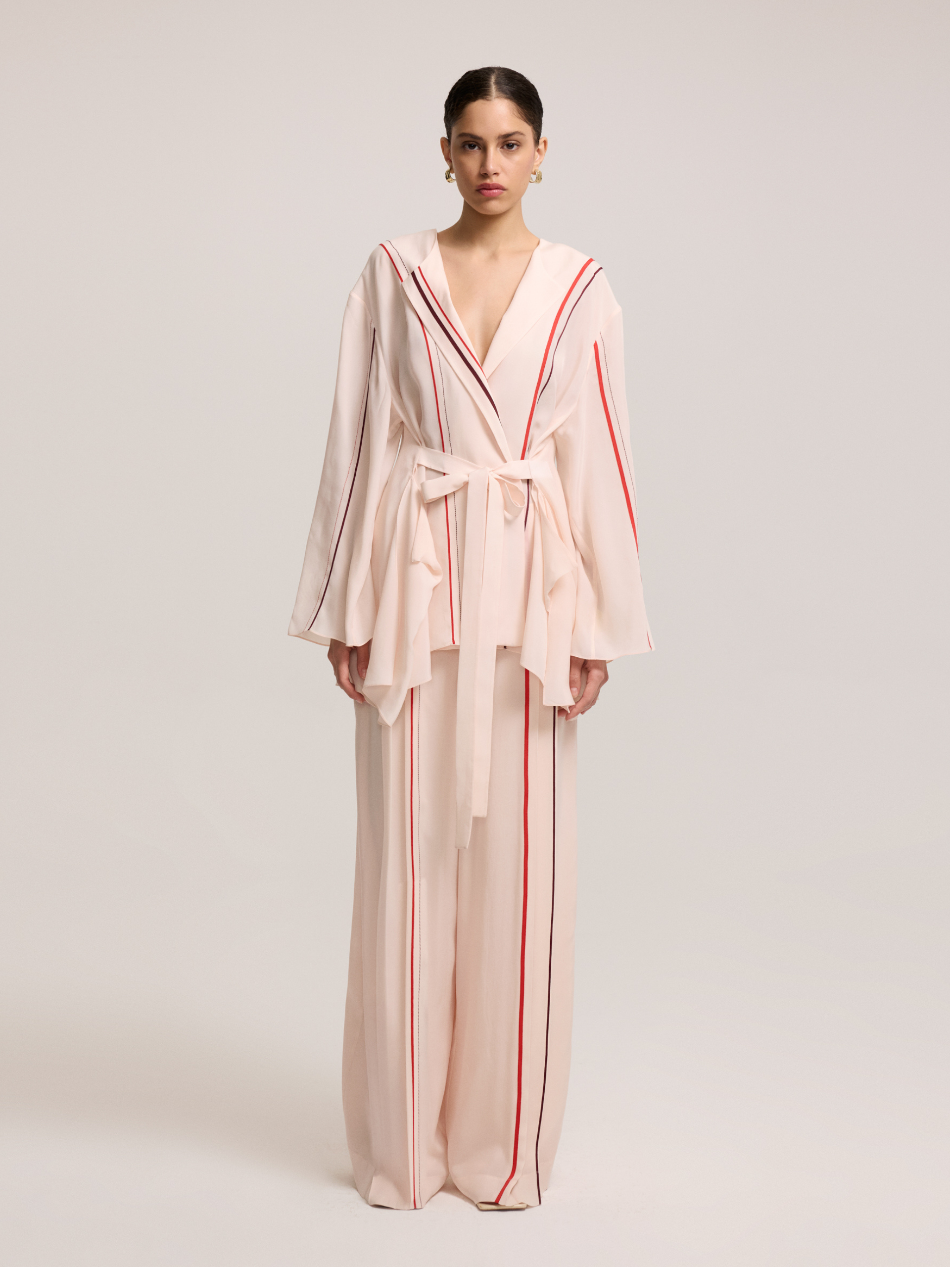 Striped Piping Detail Jacket