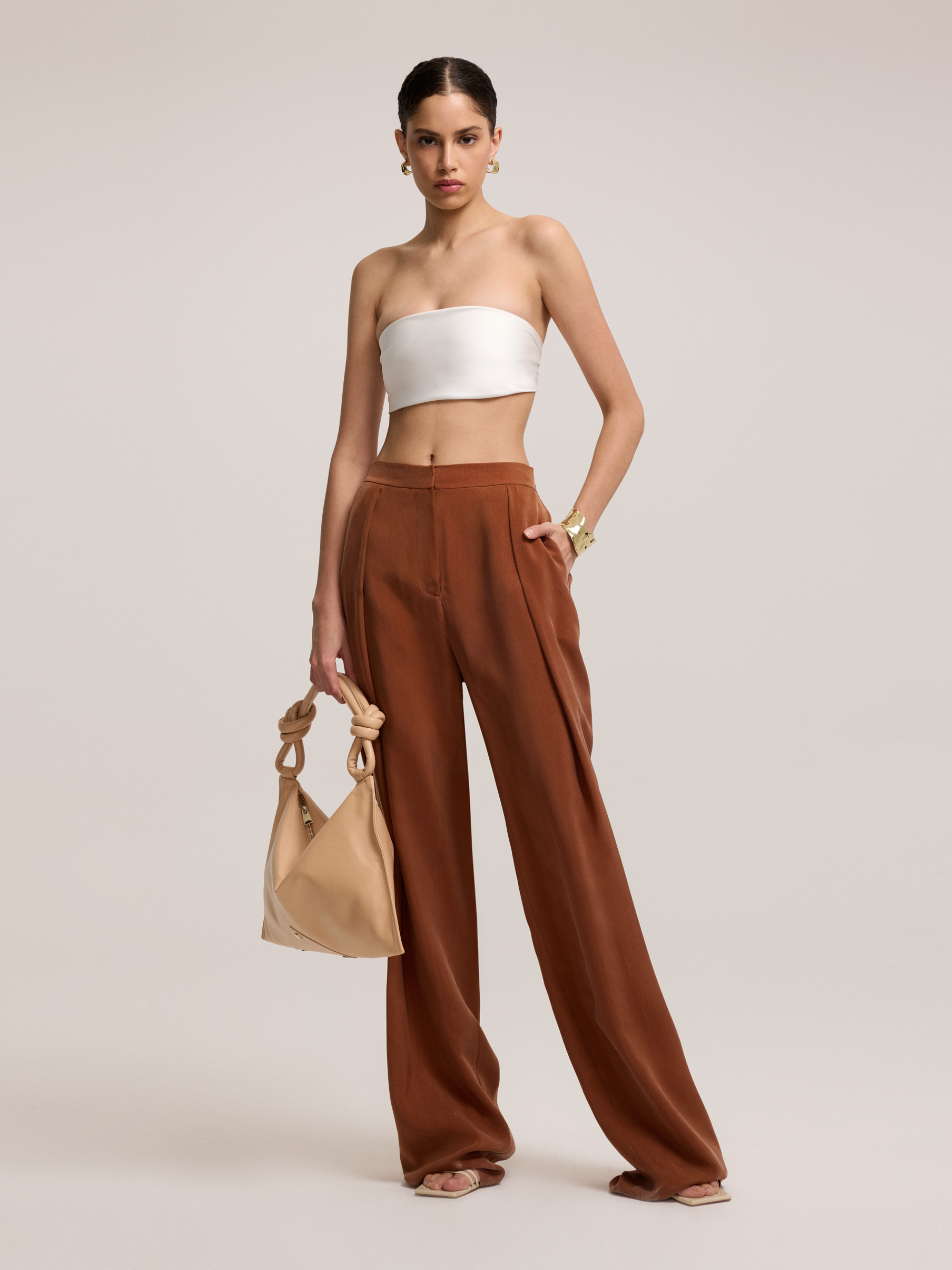 High Waist Cupro Trousers