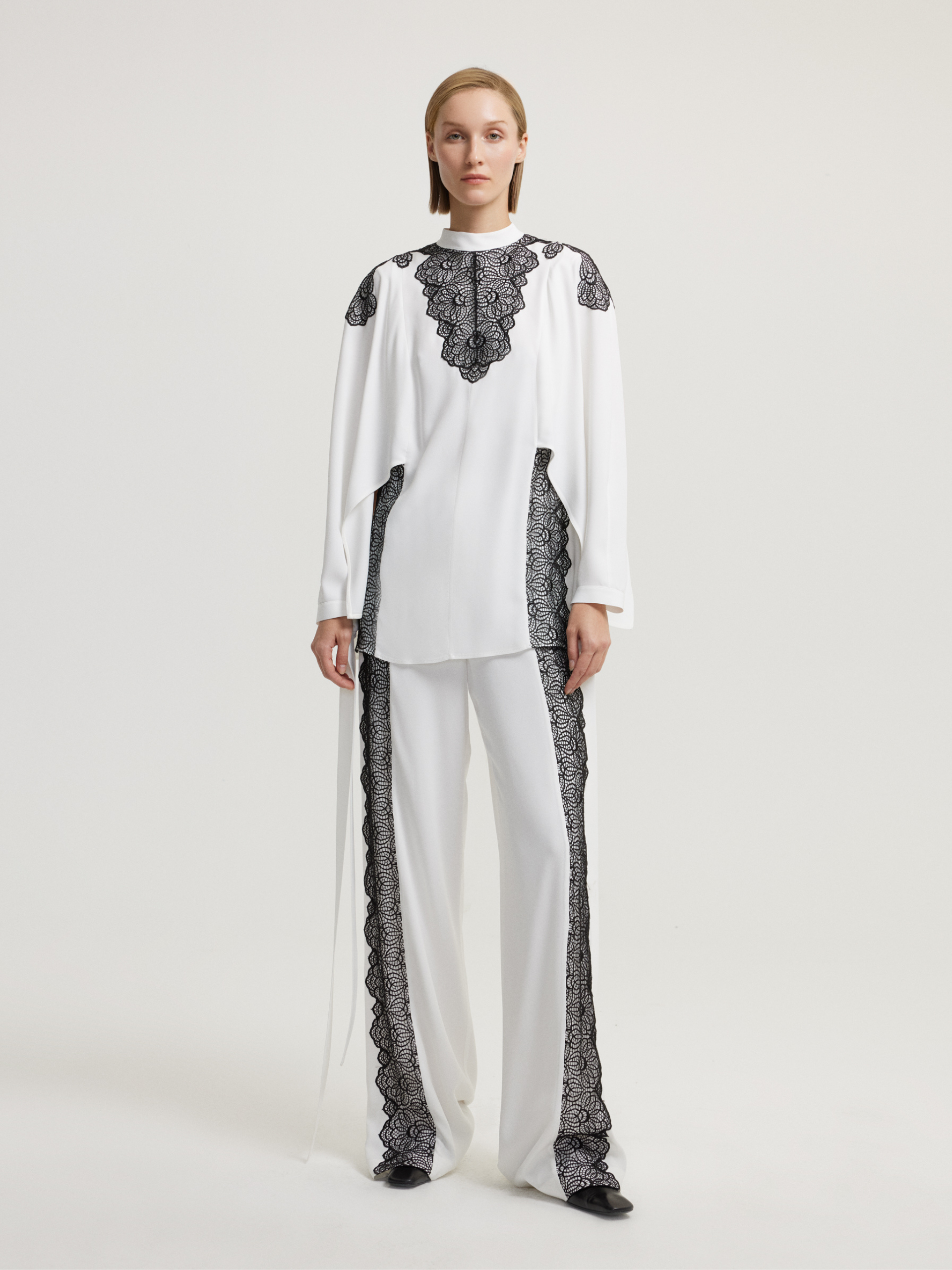 Contrast Lace White Blouse