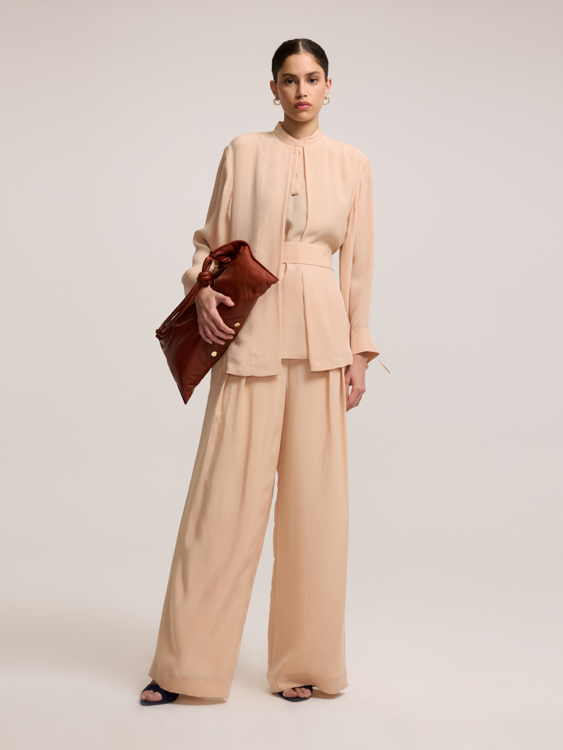 V-Neck Cupro Blouse