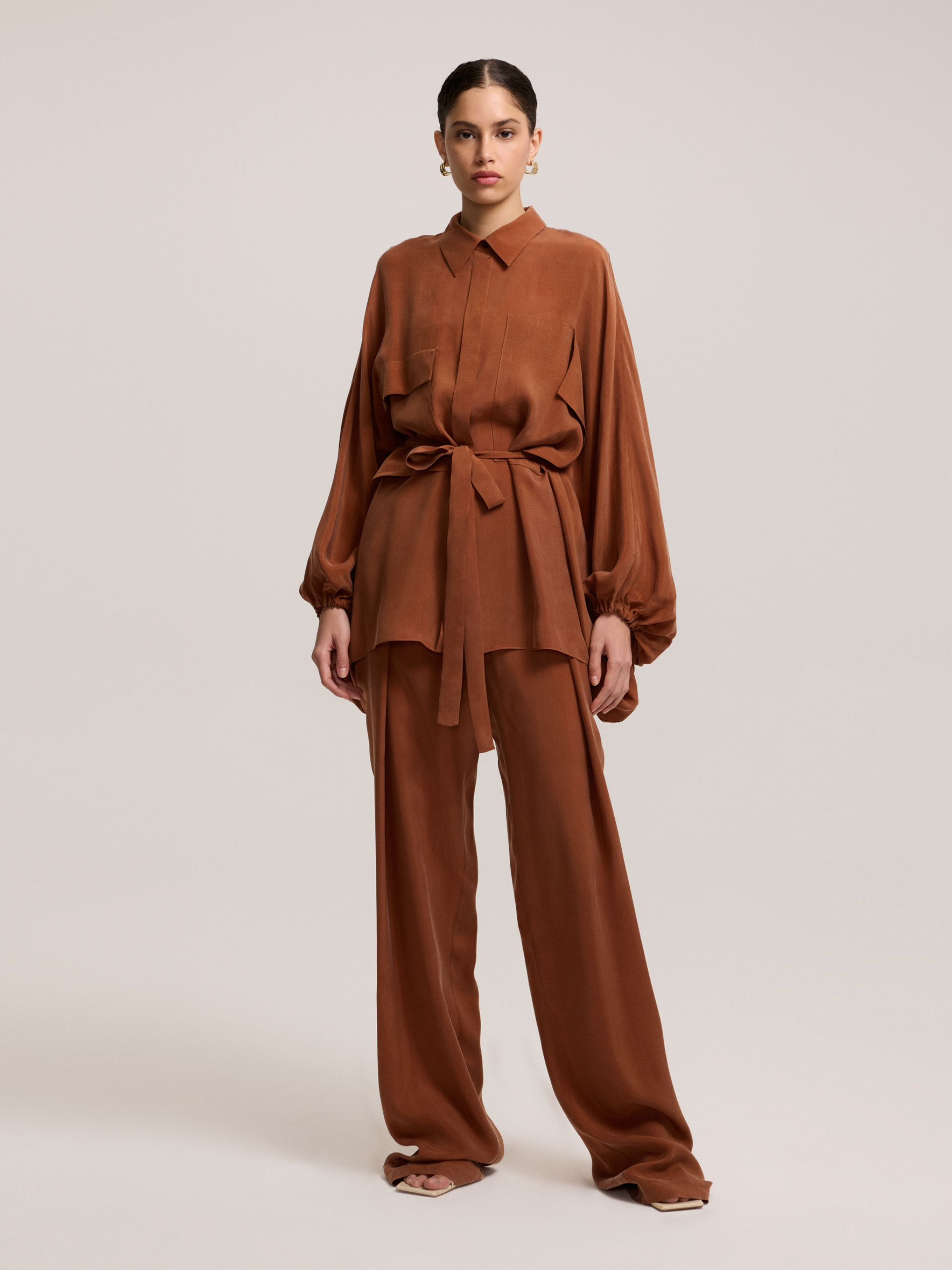 Drop Shoulder Cupro Blouse