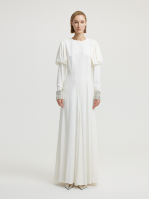 White Dress with Cuff Detail 