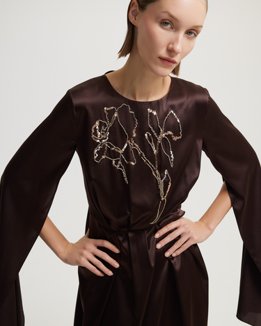 Embroidered Brown Dress BAQA Embroidered Brown Dress BAQA