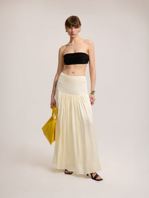 Yellow Skirt with Gathered Detail 