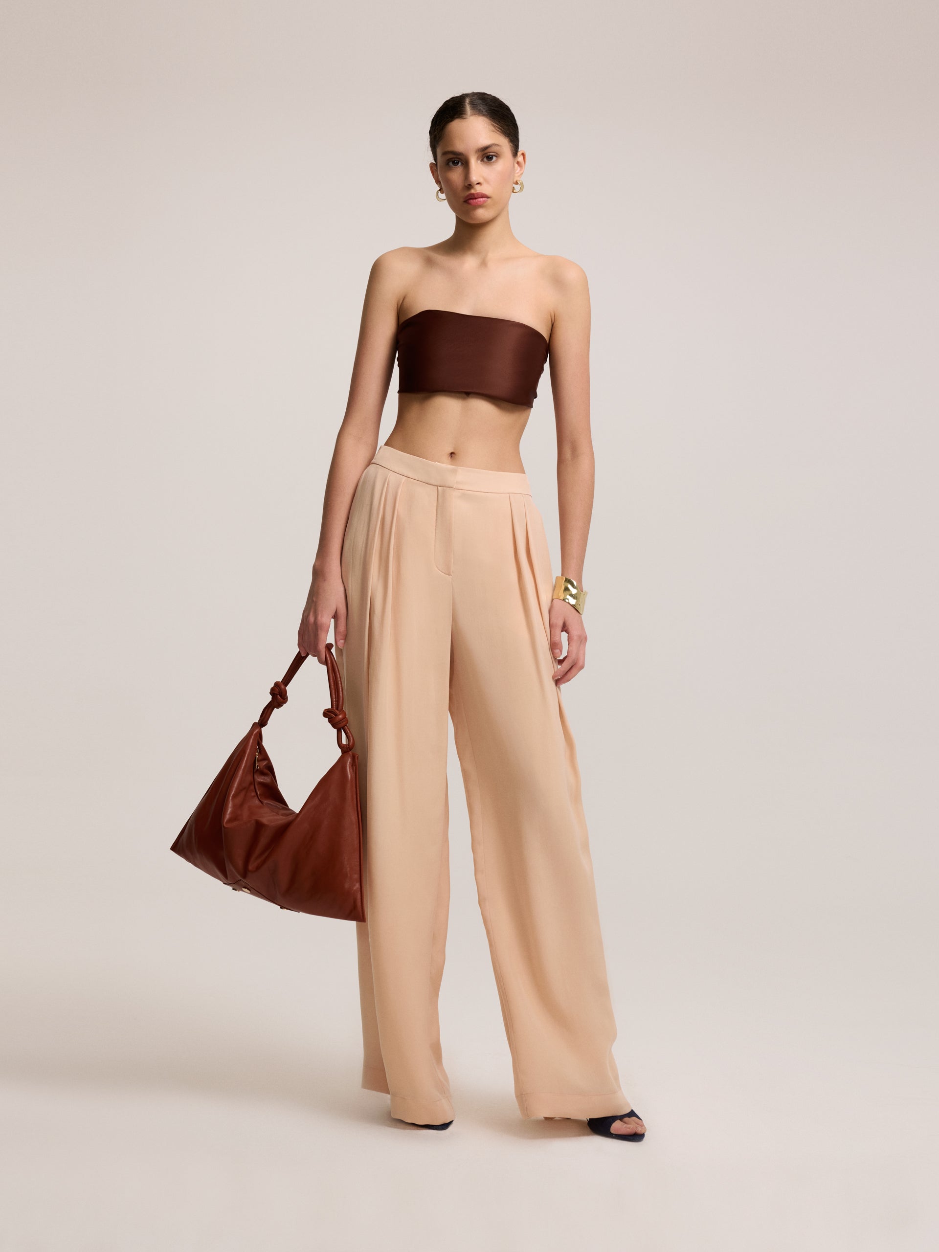 Wide Leg Cupro Trousers