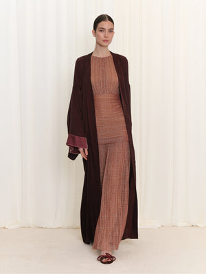Manşetli, Kuşak Detaylı Bordo Abaya