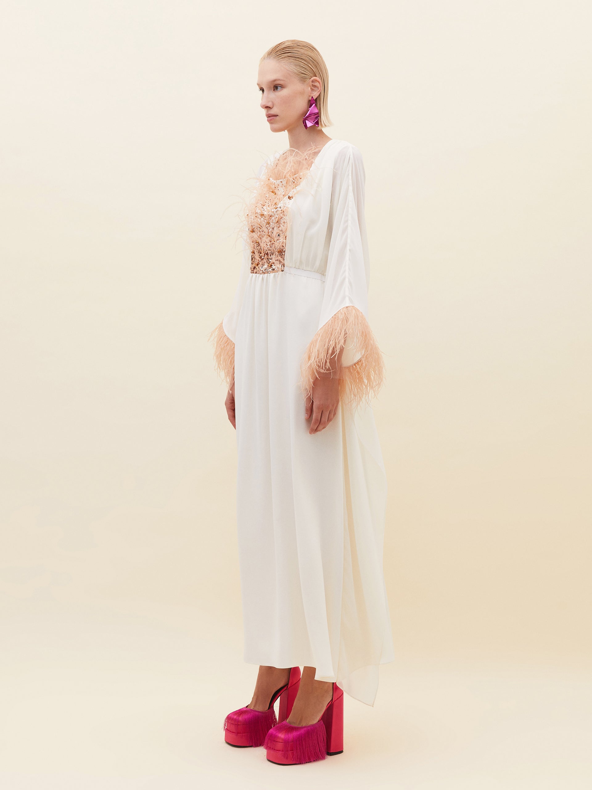 Dress with Sequin Embroidery Detail on Collar