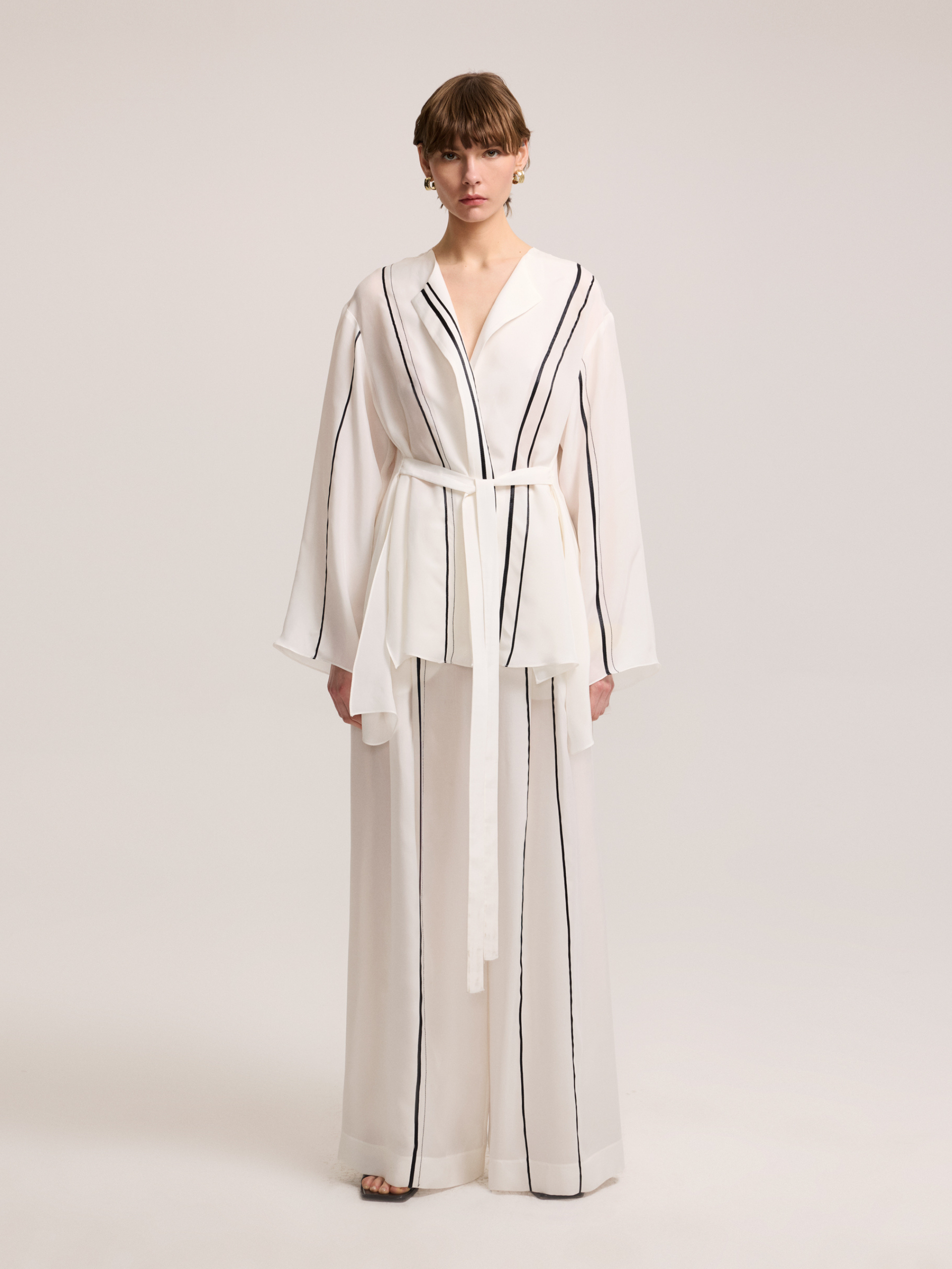 Striped Piping Detail Jacket