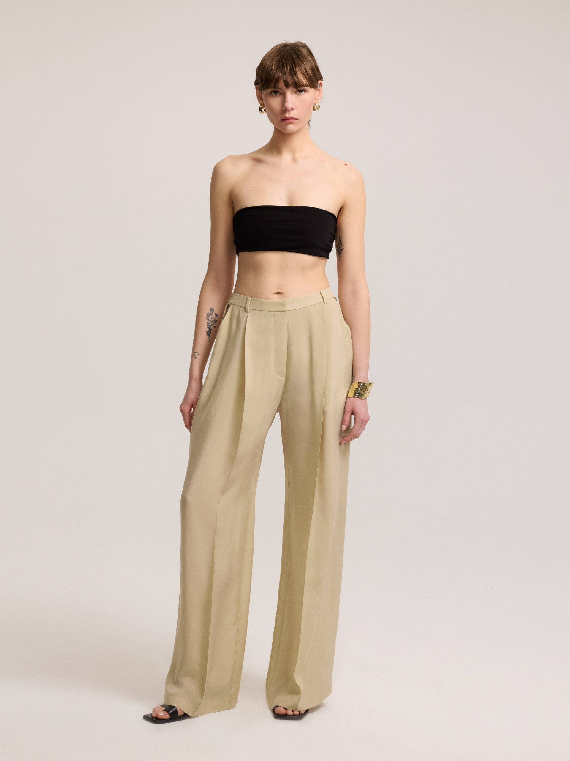 Khaki Pants with Contrast Stitching