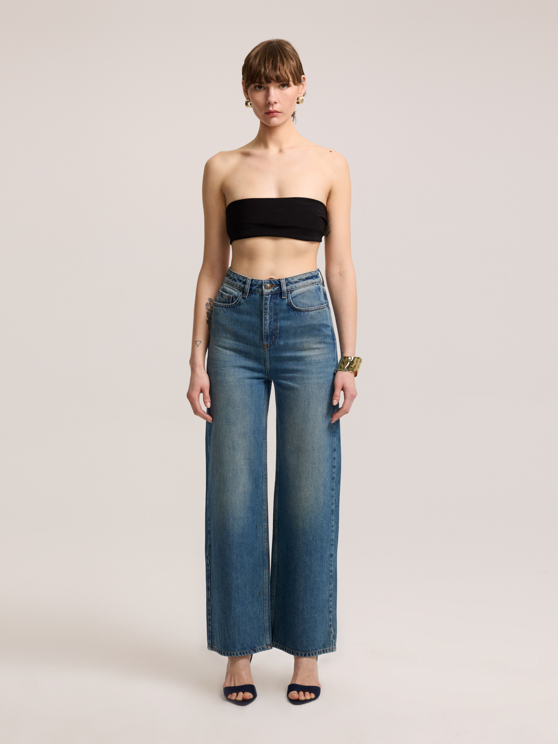 Wide-Leg Blue Denim