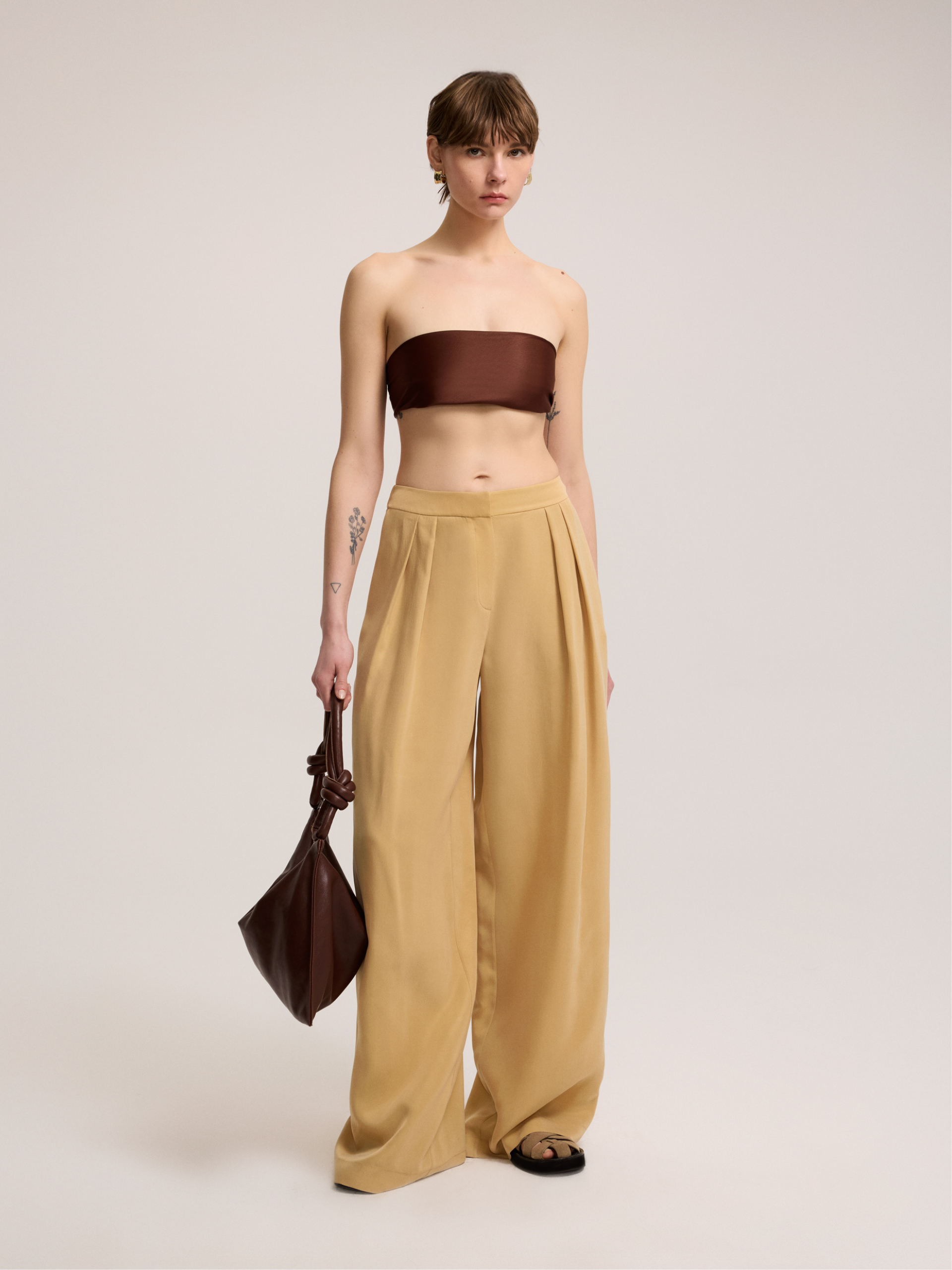 High Waist Cupro Trousers