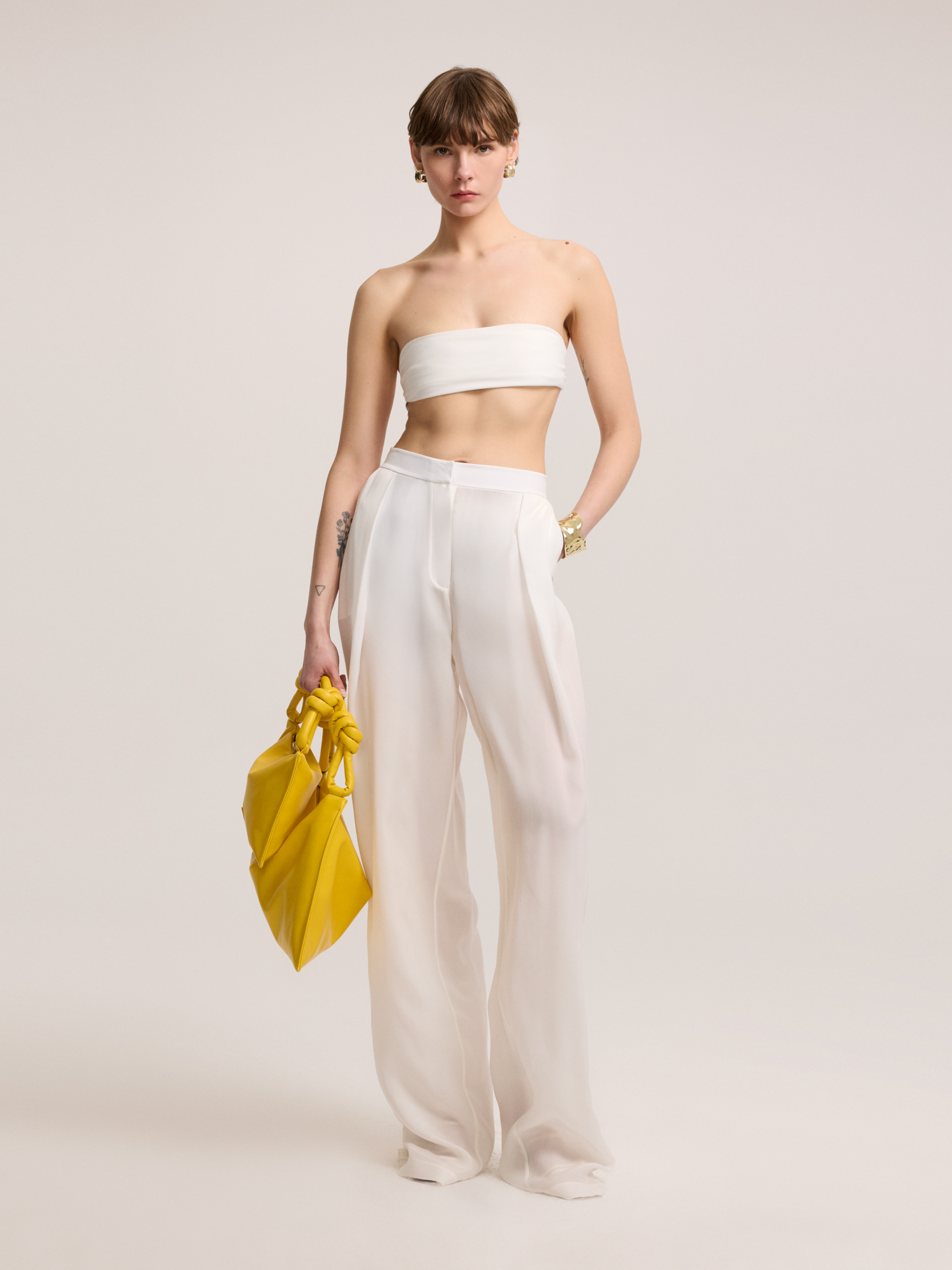 Wide Leg Cupro Trousers