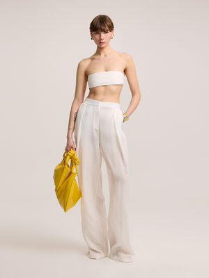 Wide Leg Cupro Trousers 
