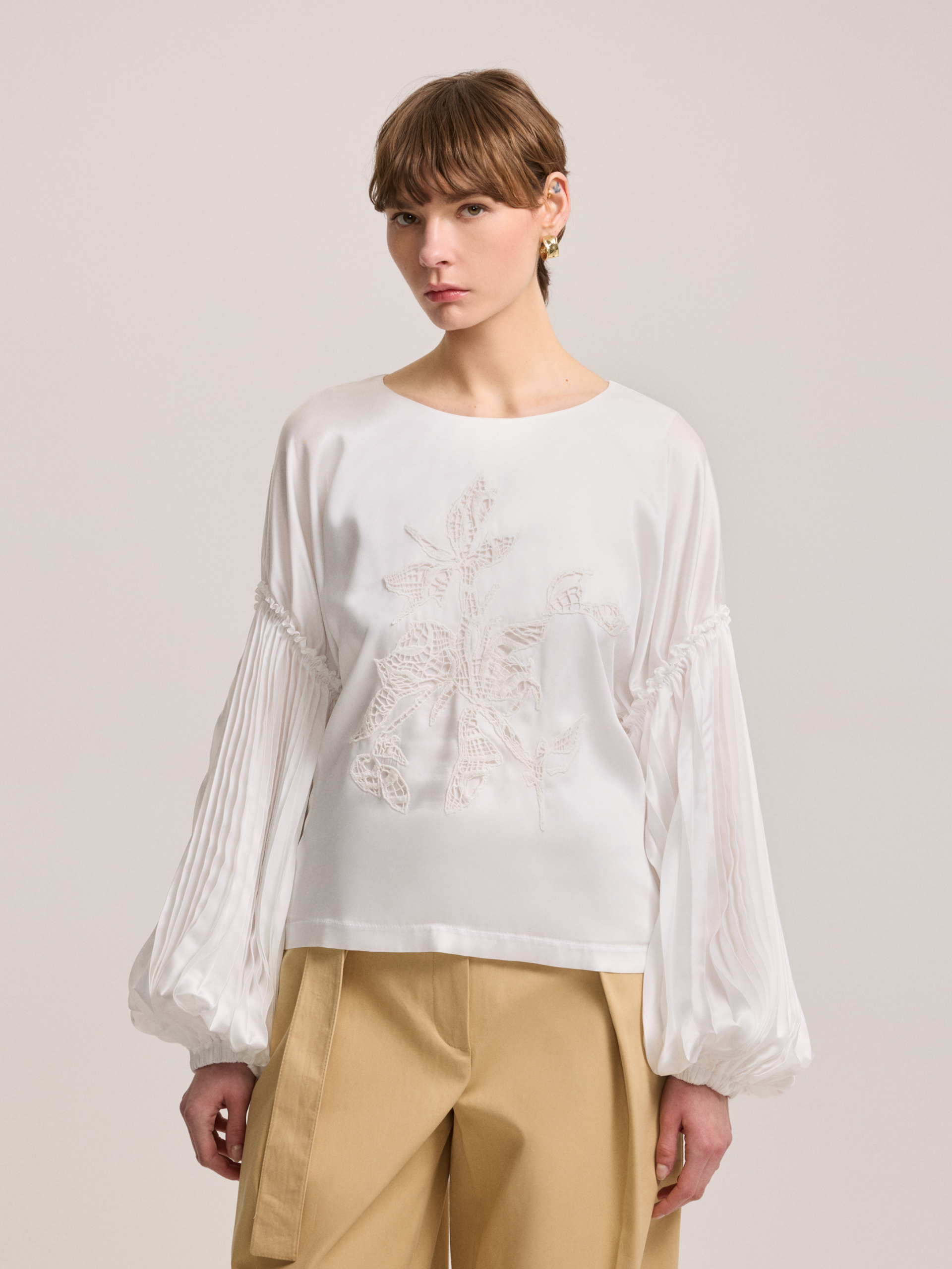 White Blouse with Lace Detail